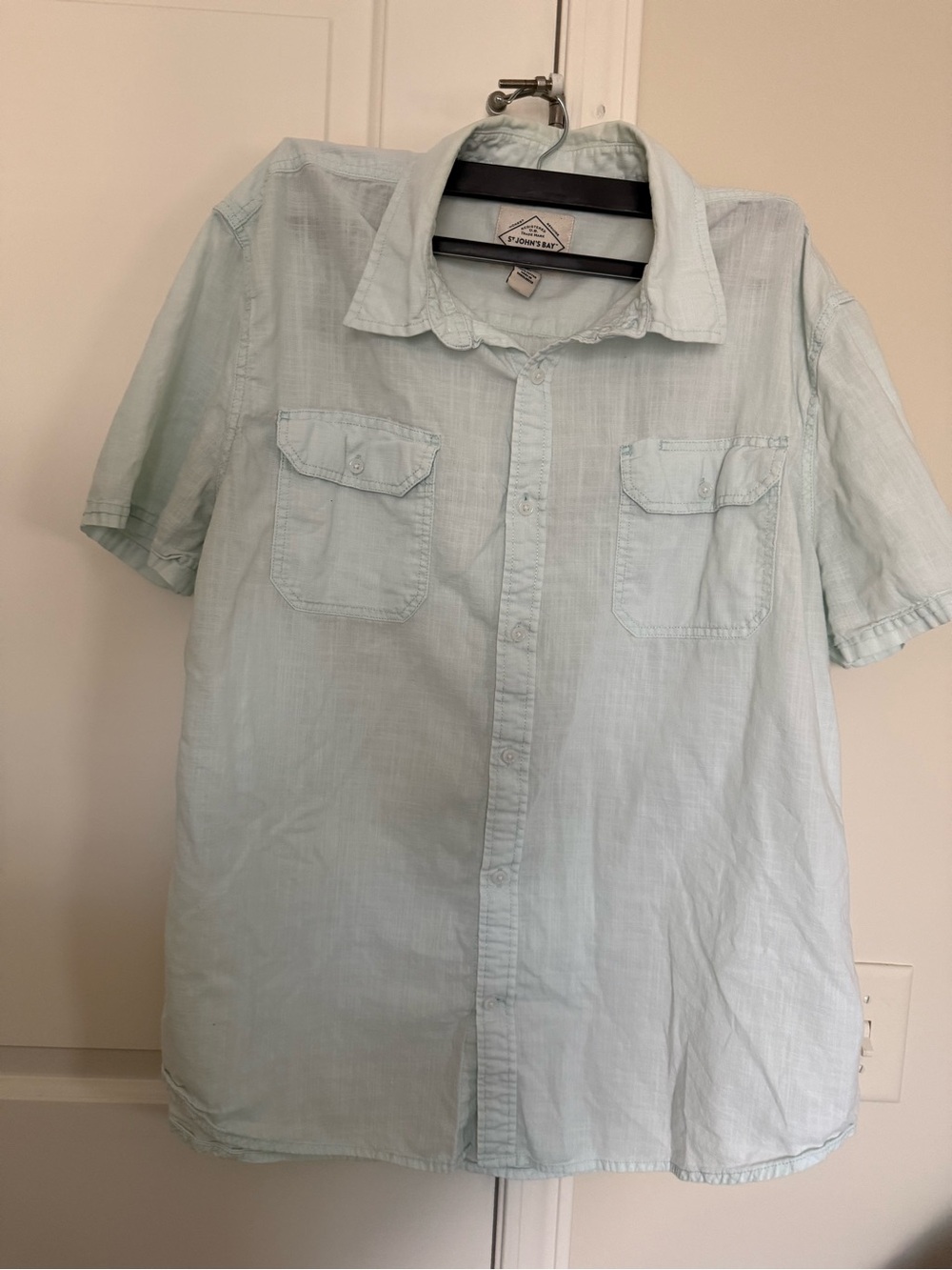 St. John's Bay Light Blue Short-Sleeve Button-Down Shirt